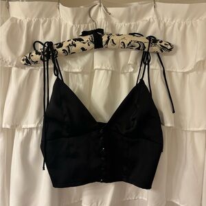Urban Outfitters satin black cropped tank size M